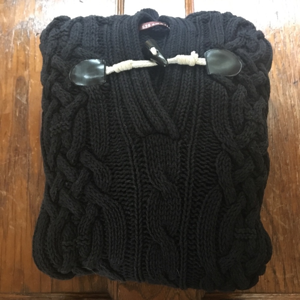525 America black cable knit sweater